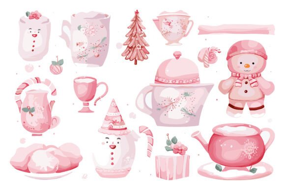 Pink Christmas Vector for Sublimation